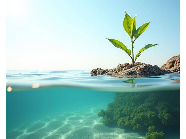 海洋環境における持続可能な素材利用の象徴的な画像