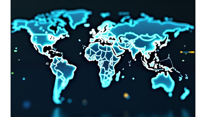 鉱物資源のグローバル調達ネットワークと品質管理を示すデジタルマップ